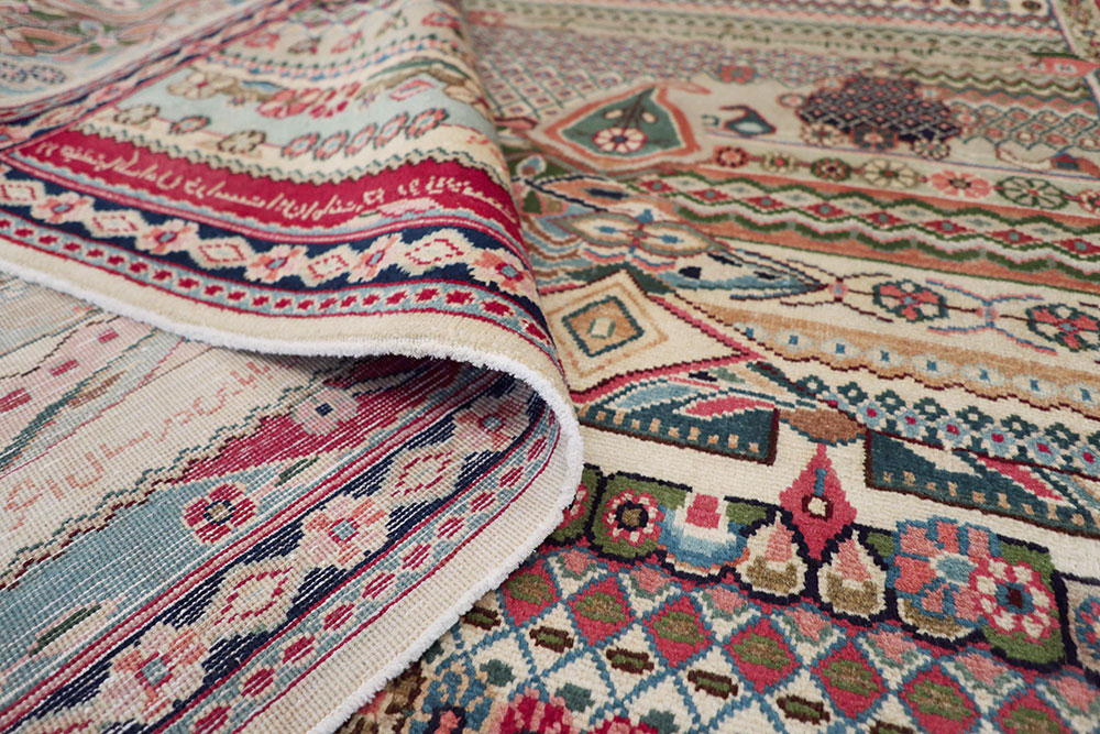 Vintage Persian Kashan Modernist Rug, No.22983 - Staging