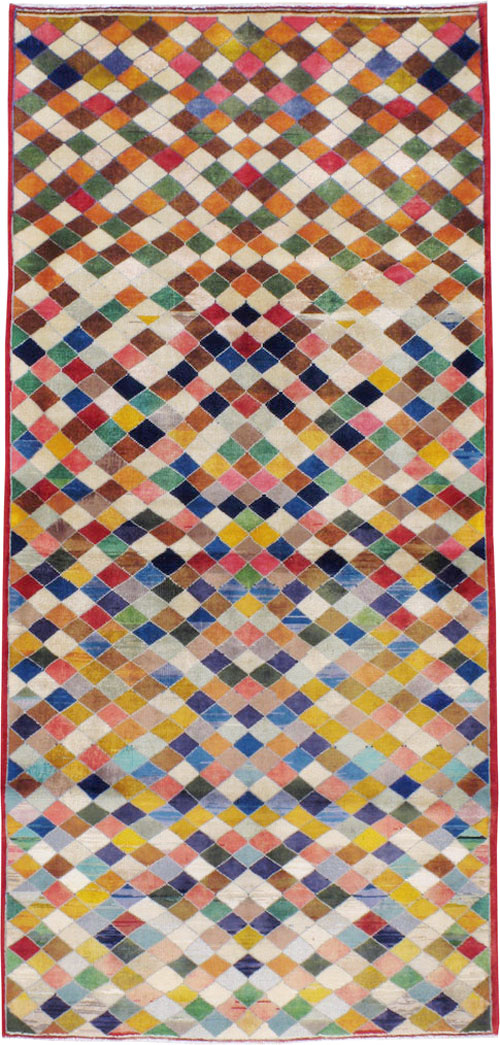 Vintage Persian Kashan Modernist Rug, No.22985 - Staging