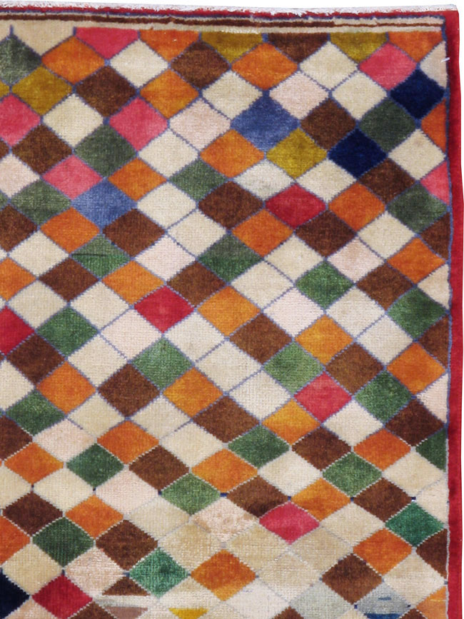 Vintage Persian Kashan Modernist Rug, No.22985 - Staging