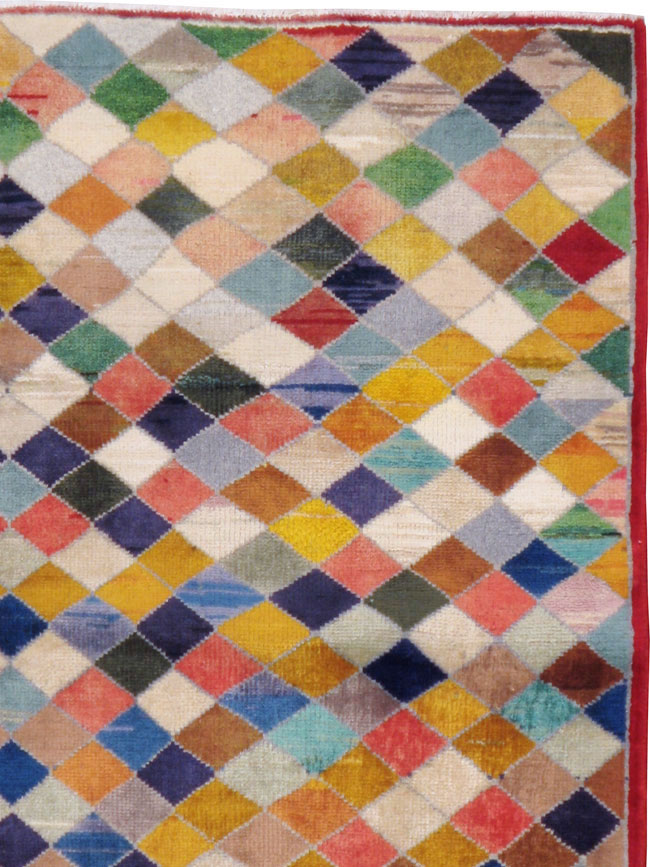 Vintage Persian Kashan Modernist Rug, No.22985 - Staging