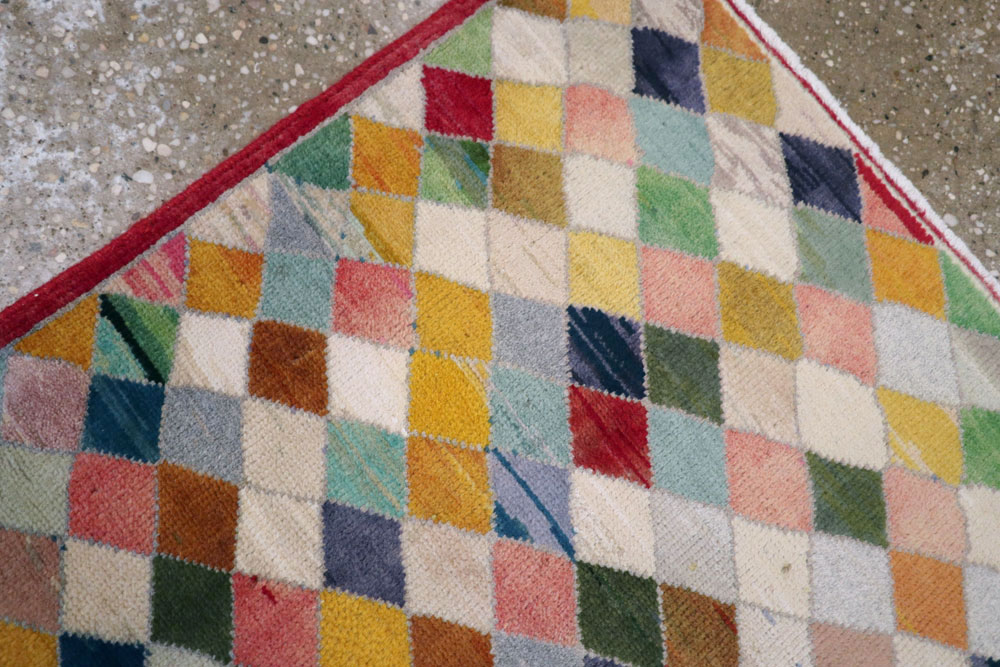 Vintage Persian Kashan Modernist Rug, No.22985 - Staging