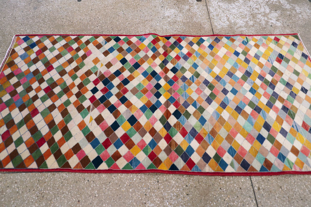 Vintage Persian Kashan Modernist Rug, No.22985 - Staging