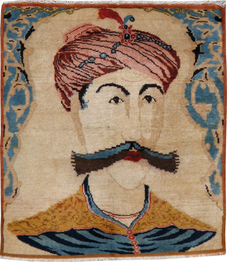 Vintage Persian Tabriz Pictorial Rug, No.22997 - Staging