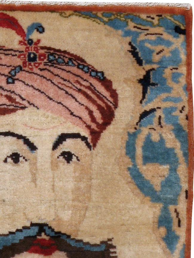 Vintage Persian Tabriz Pictorial Rug, No.22997 - Staging