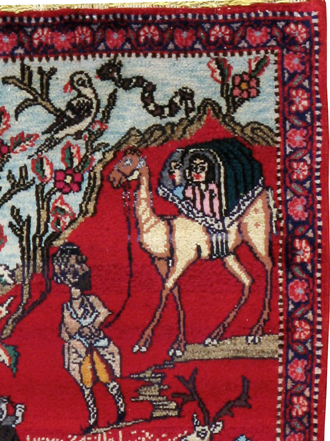 Vintage Persian Tabriz Pictorial Rug, No.22998 - Staging