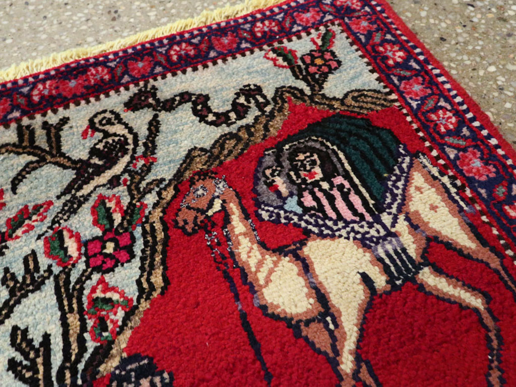 Vintage Persian Tabriz Pictorial Rug, No.22998 - Staging