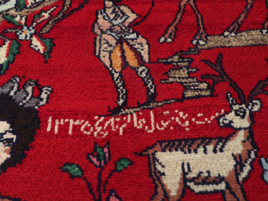 Vintage Persian Tabriz Pictorial Rug, No.22998 - Staging