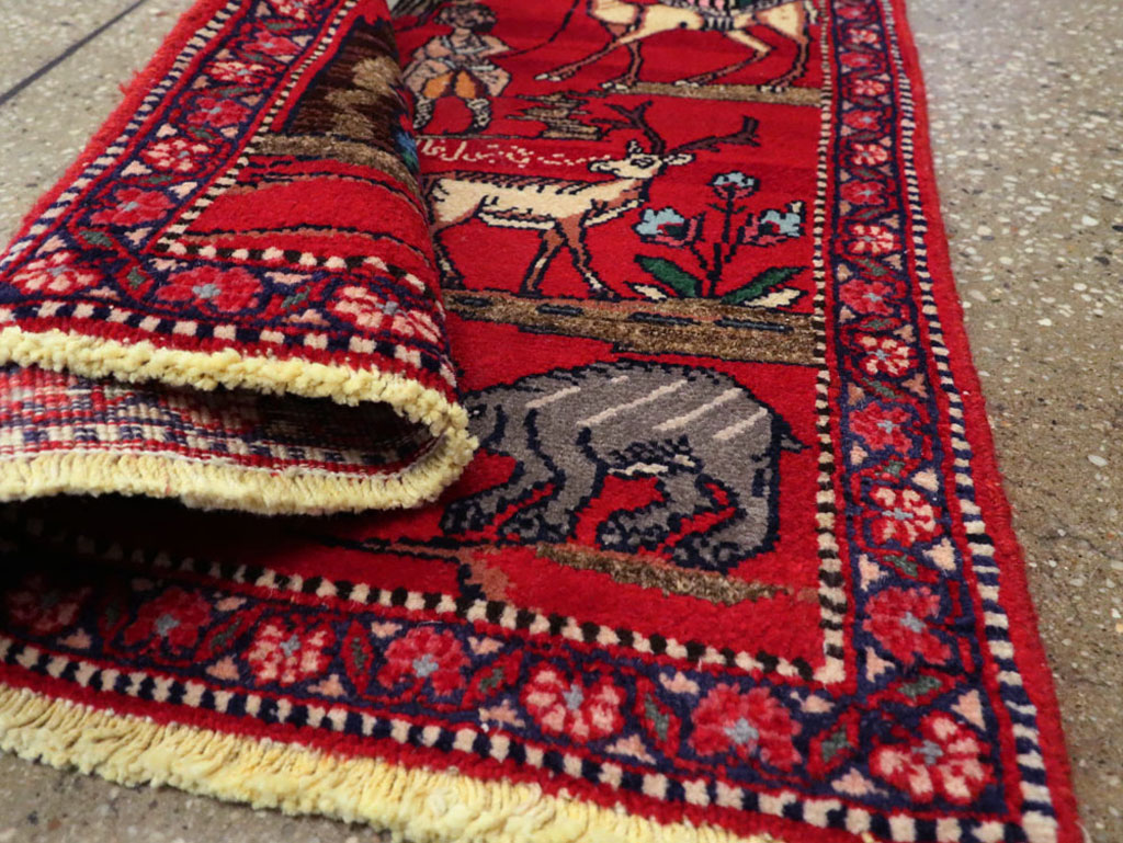 Vintage Persian Tabriz Pictorial Rug, No.22998 - Staging