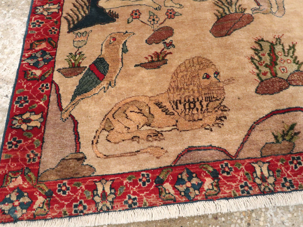 Vintage Persian Tabriz Pictorial Rug, No.22999 - Staging