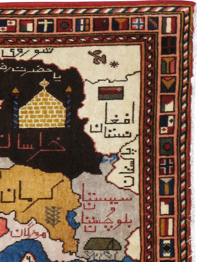 Vintage Tabriz Pictorial Map Rug, No.23004 - Staging