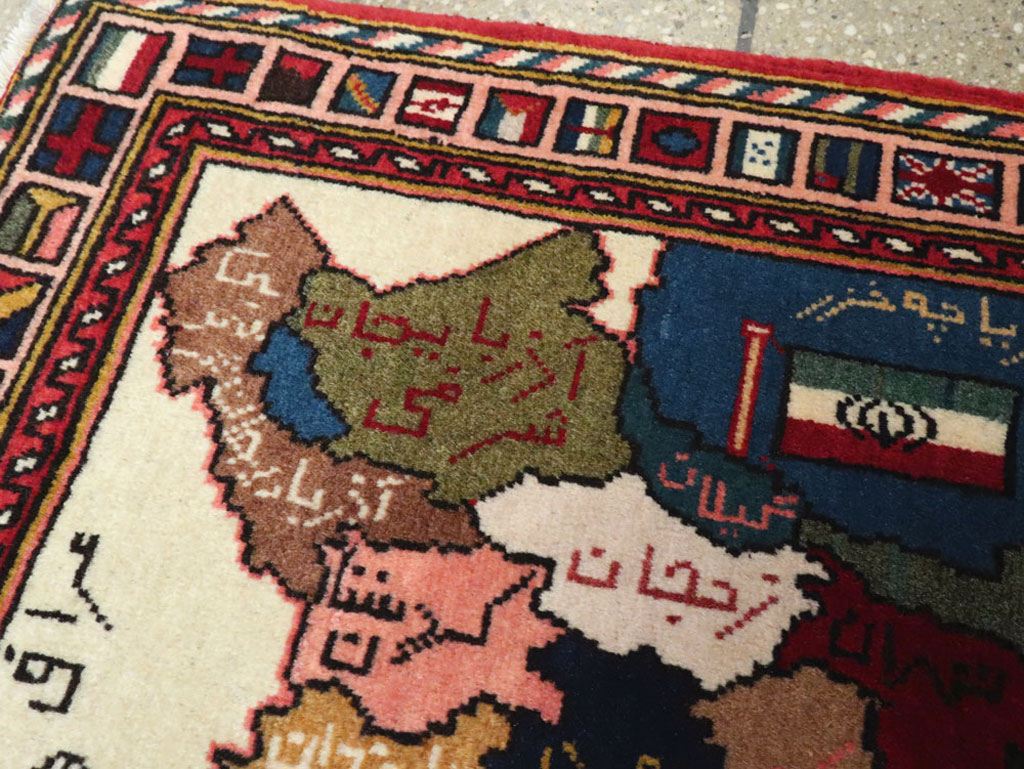 Vintage Tabriz Pictorial Map Rug, No.23004 - Staging