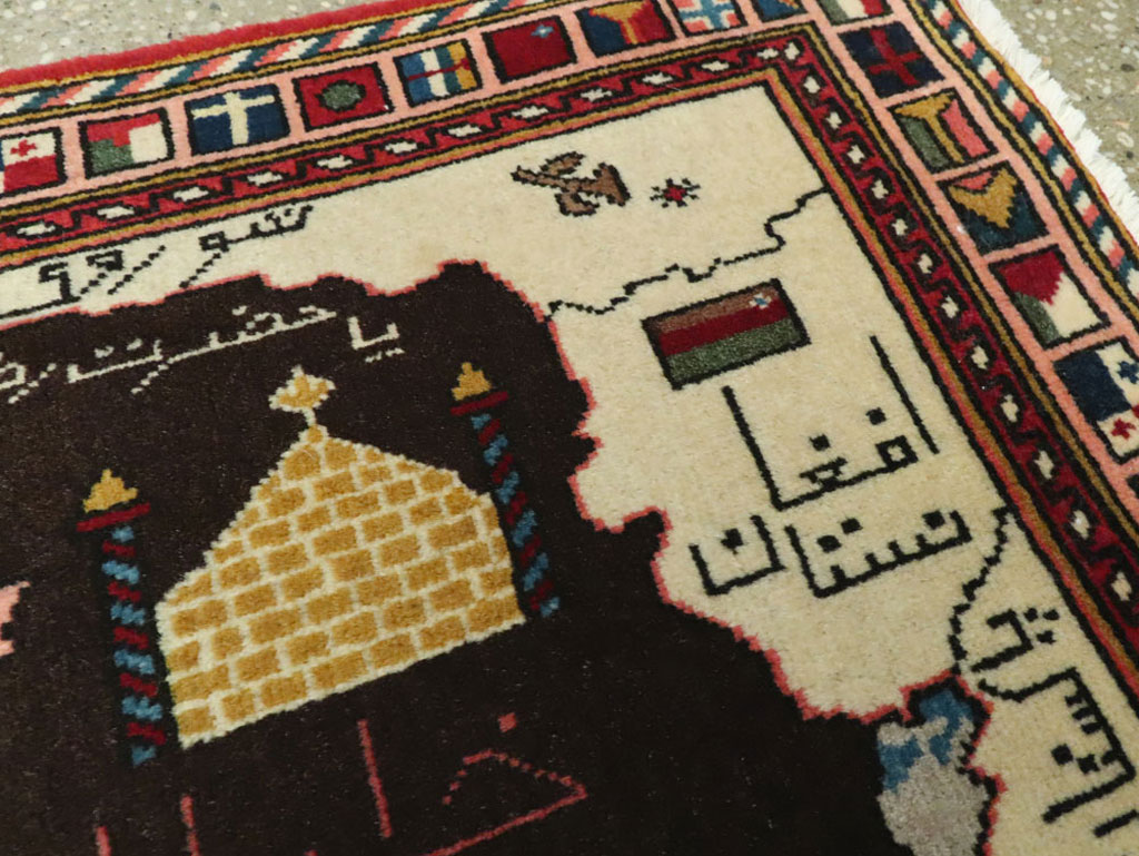 Vintage Tabriz Pictorial Map Rug, No.23004 - Staging