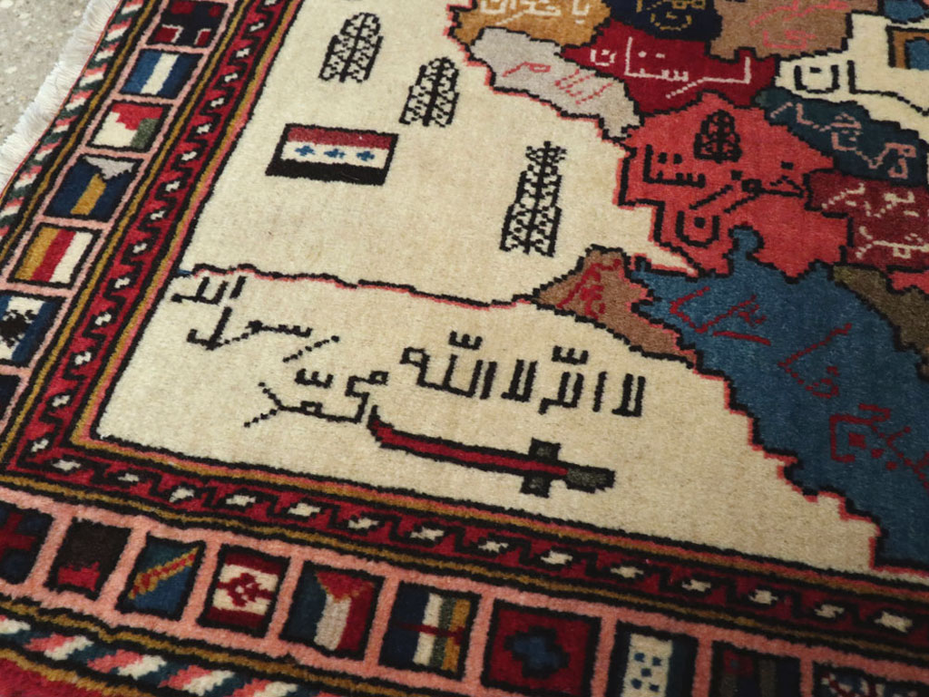 Vintage Tabriz Pictorial Map Rug, No.23004 - Staging