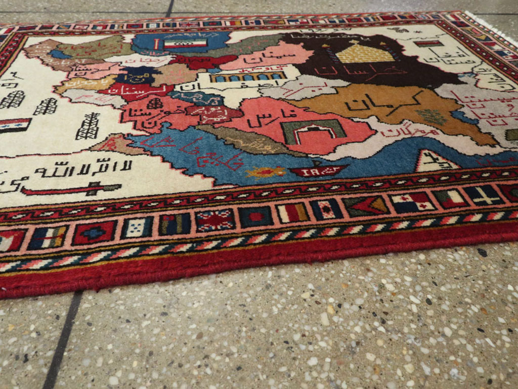 Vintage Tabriz Pictorial Map Rug, No.23004 - Staging