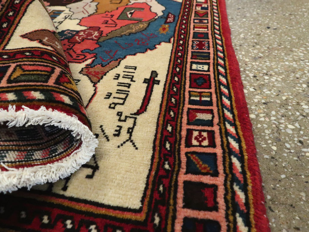 Vintage Tabriz Pictorial Map Rug, No.23004 - Staging