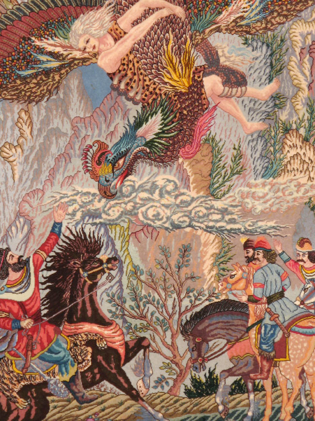 Vintage Persian Tabriz Pictorial Rug, No.23008 - Staging