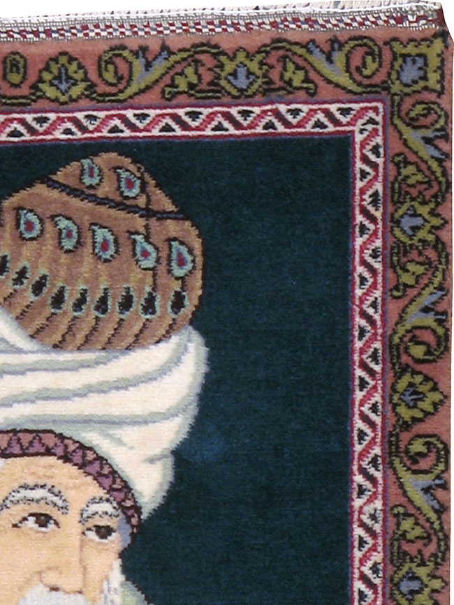 Vintage Tabriz Pictorial Rug, No.23012 - Staging