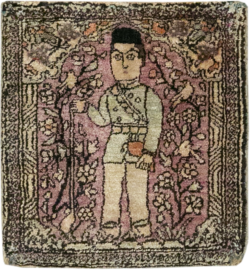 Antique Persian Kashan Pictorial Rug, No.23035 - Staging