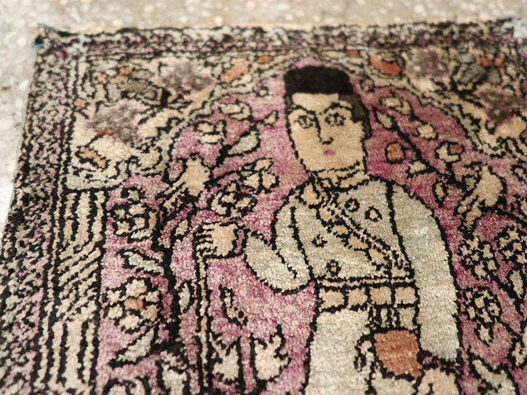 Antique Persian Kashan Pictorial Rug, No.23035 - Staging