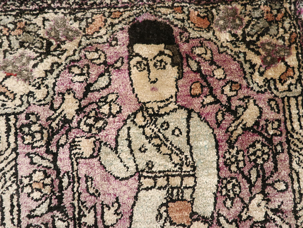 Antique Persian Kashan Pictorial Rug, No.23035 - Staging