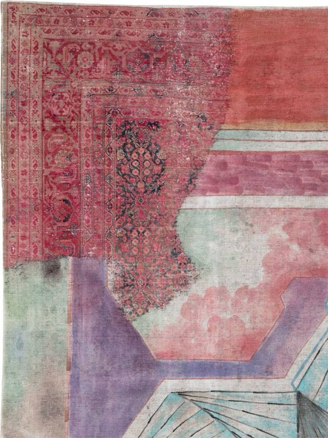 Vintage Persian Tabriz Carpet, No.23067 - Staging