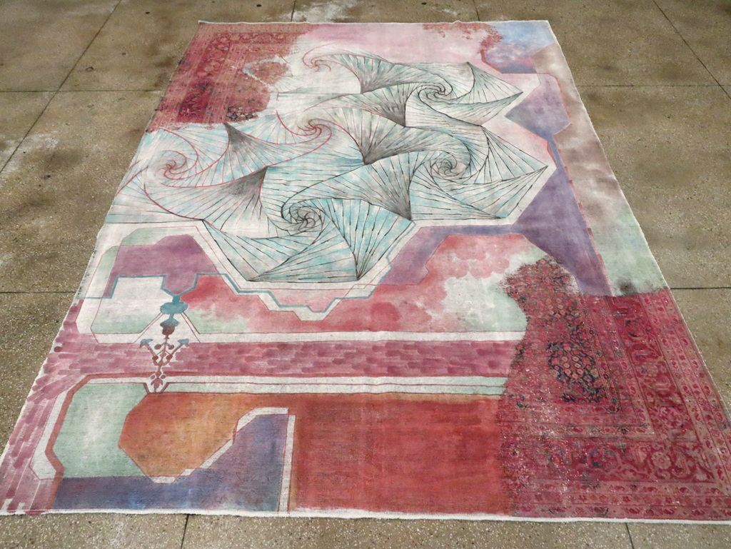 Vintage Persian Tabriz Carpet, No.23067 - Staging