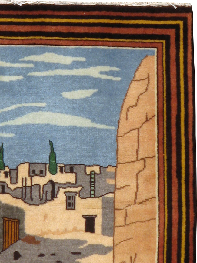 Vintage Persian Tabriz Pictorial Rug, No.23068 - Staging