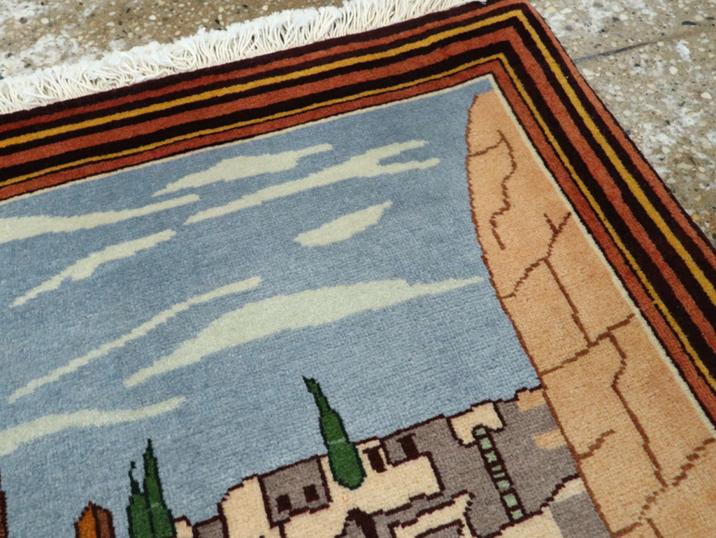 Vintage Persian Tabriz Pictorial Rug, No.23068 - Staging