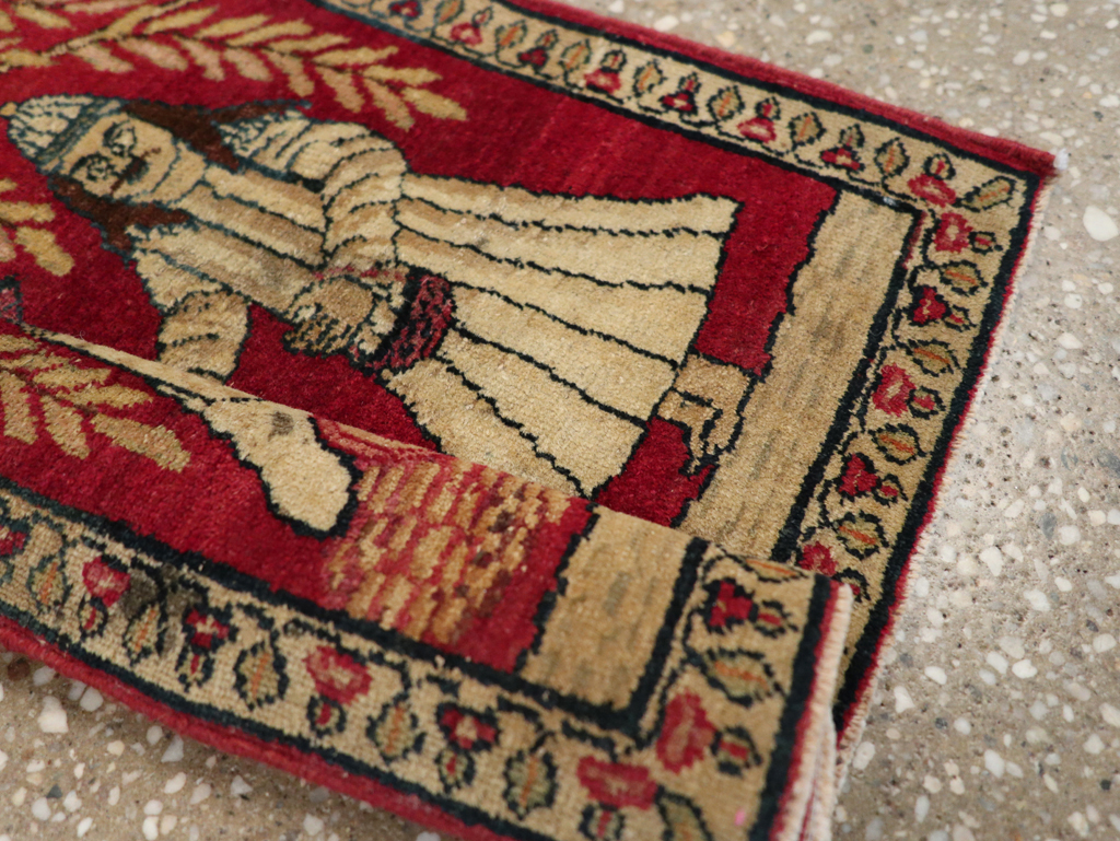 Antique Persian Lavar Kerman Pictorial Rug (Pair: 2 of 2), No.23078 - Staging