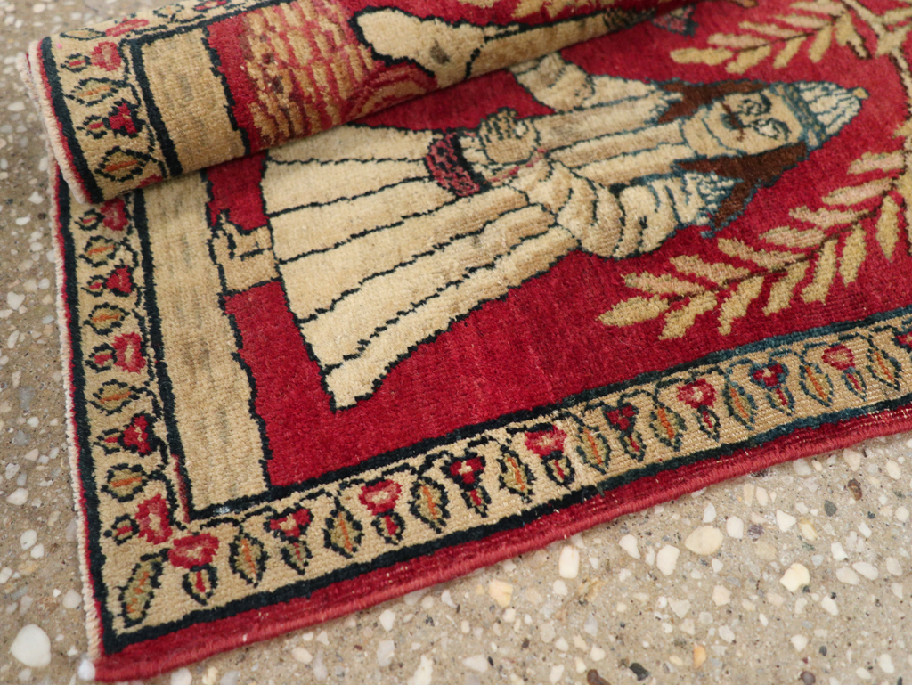 Antique Persian Lavar Kerman Pictorial Rug (Pair: 2 of 2), No.23078 - Staging