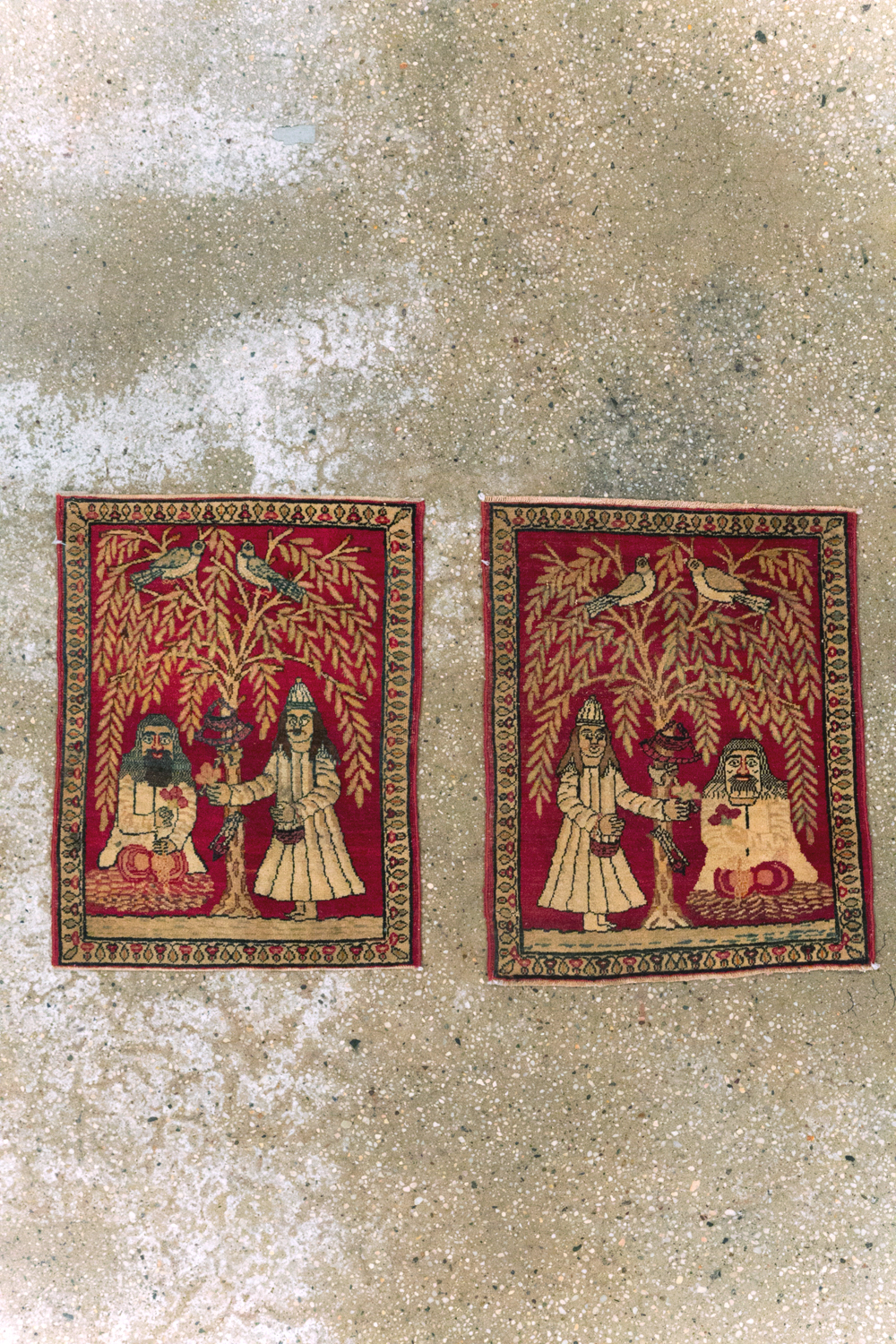Antique Persian Lavar Kerman Pictorial Rug (Pair: 2 of 2), No.23078 - Staging