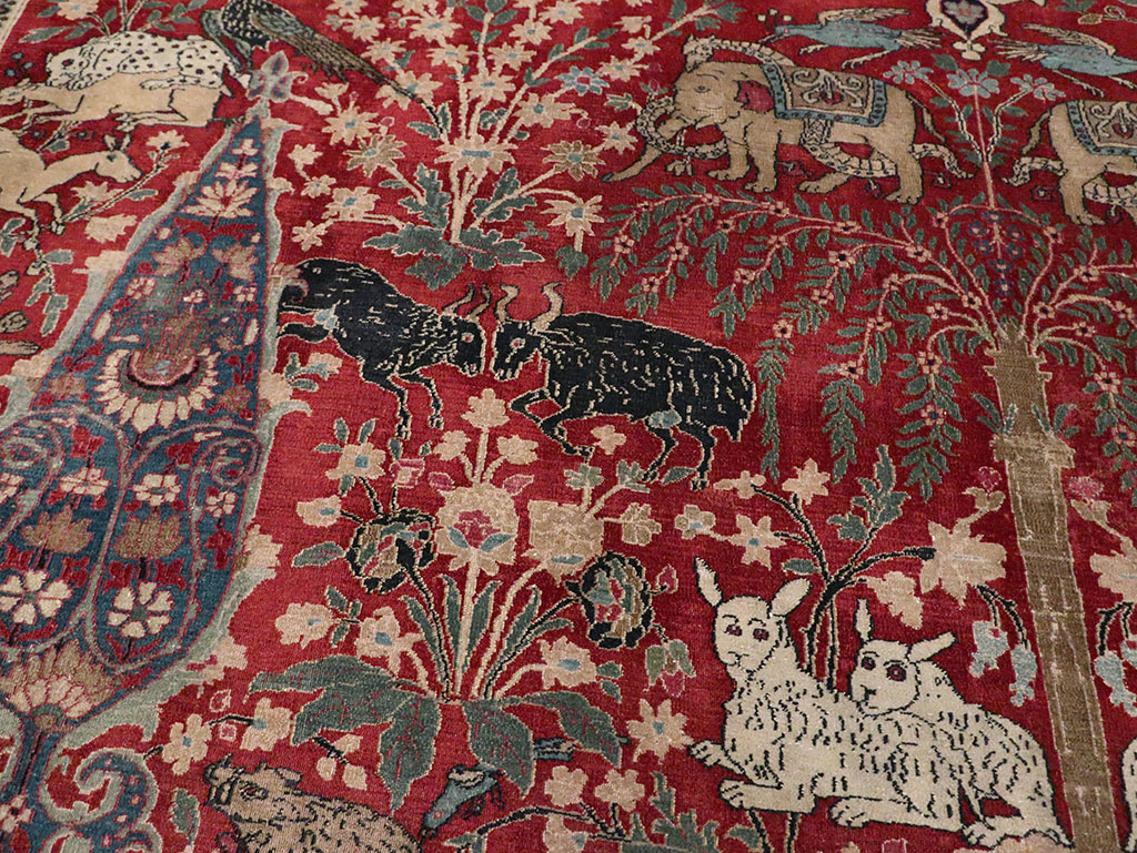 Antique Persian Mashad Pictorial Oversize Carpet, No.23094 - Staging