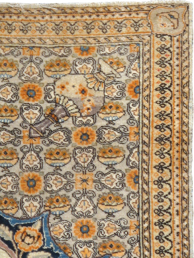 Vintage Persian Tabriz Pictorial Rug, No.23097 - Staging