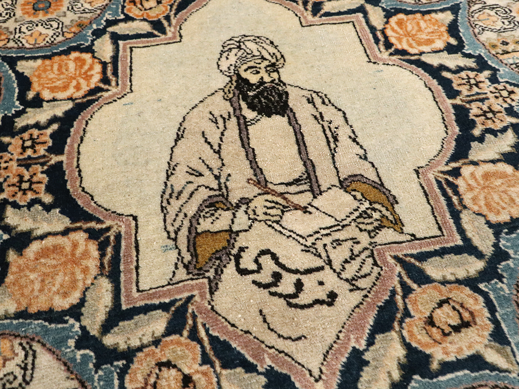 Vintage Persian Tabriz Pictorial Rug, No.23097 - Staging