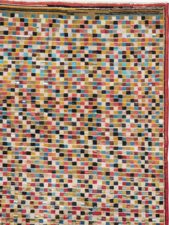 Vintage Persian Kashan Modernist Rug, No.23109 - Staging