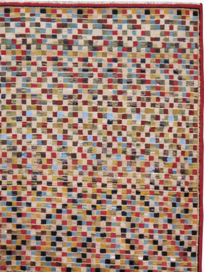 Vintage Persian Kashan Modernist Rug, No.23109 - Staging