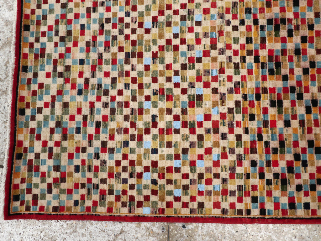 Vintage Persian Kashan Modernist Rug, No.23109 - Staging