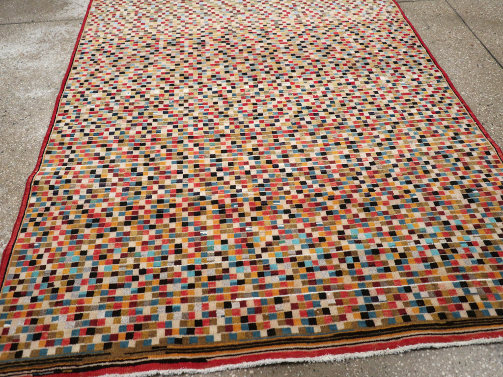 Vintage Persian Kashan Modernist Rug, No.23109 - Staging