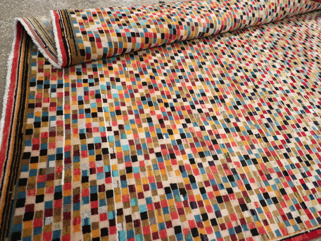 Vintage Persian Kashan Modernist Rug, No.23109 - Staging