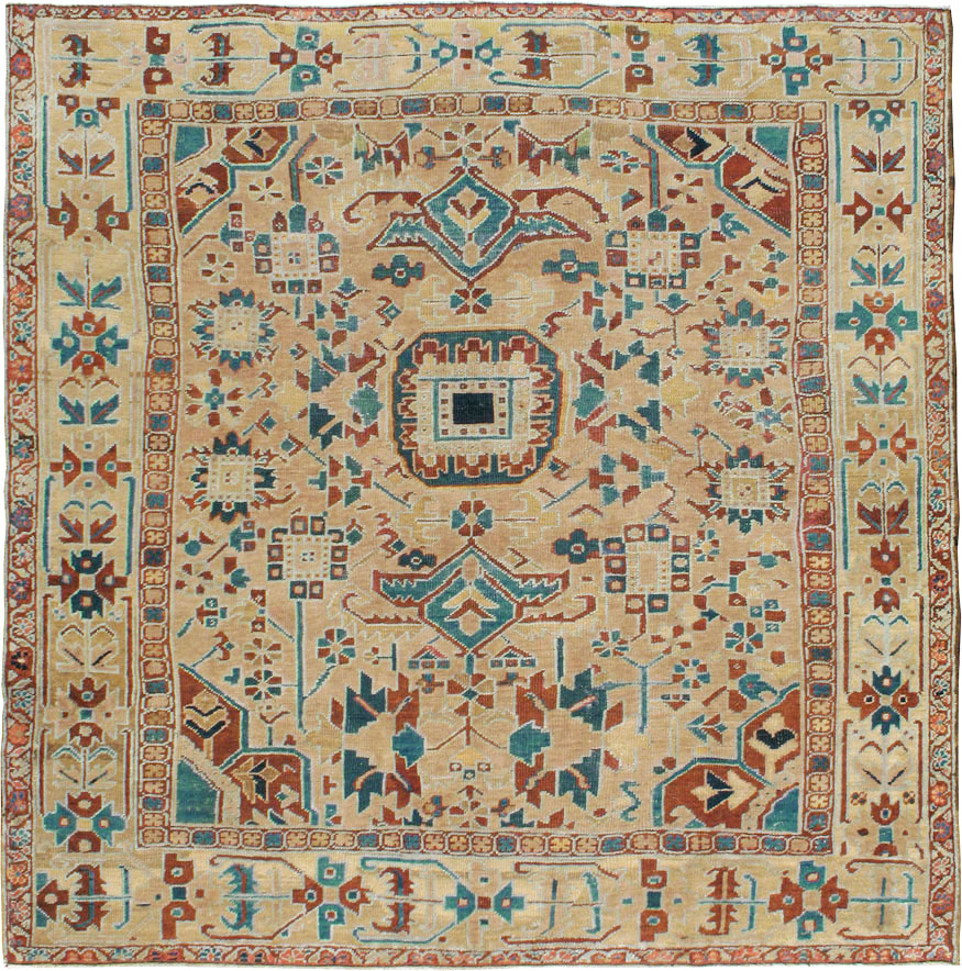 Antique Persian Heriz Square Carpet, No.23118 - Staging