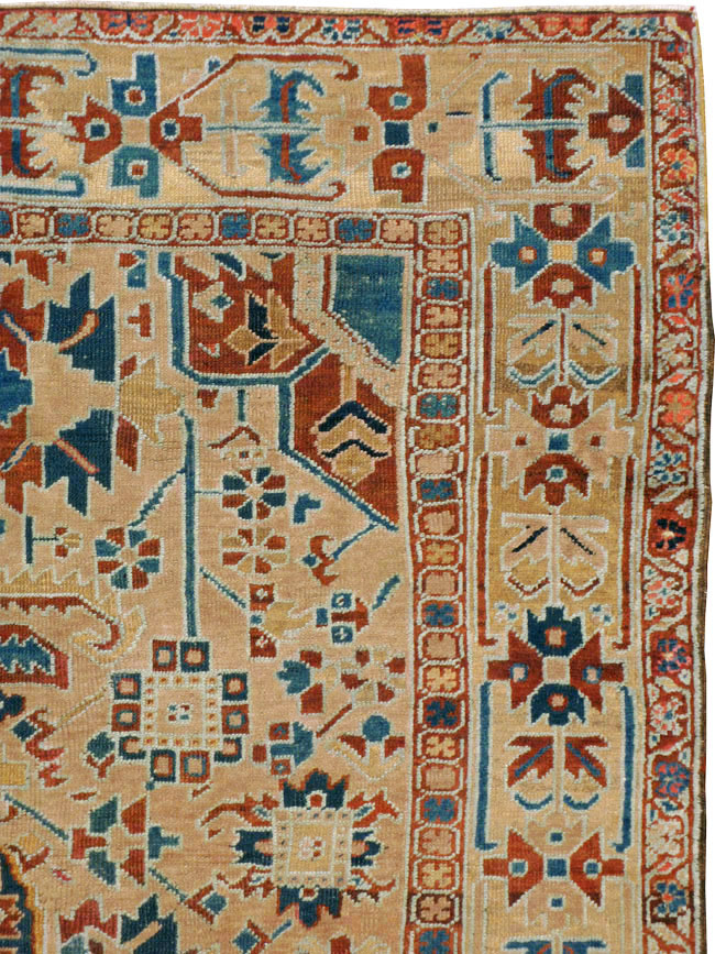 Antique Persian Heriz Square Carpet, No.23118 - Staging