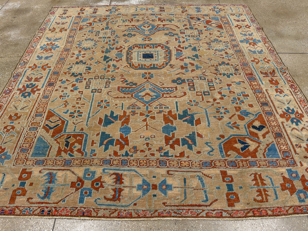 Antique Persian Heriz Square Carpet, No.23118 - Staging