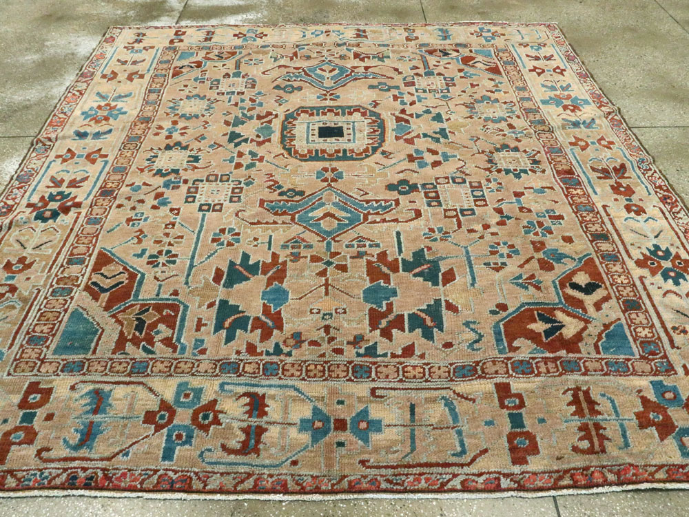 Antique Persian Heriz Square Carpet, No.23118 - Staging