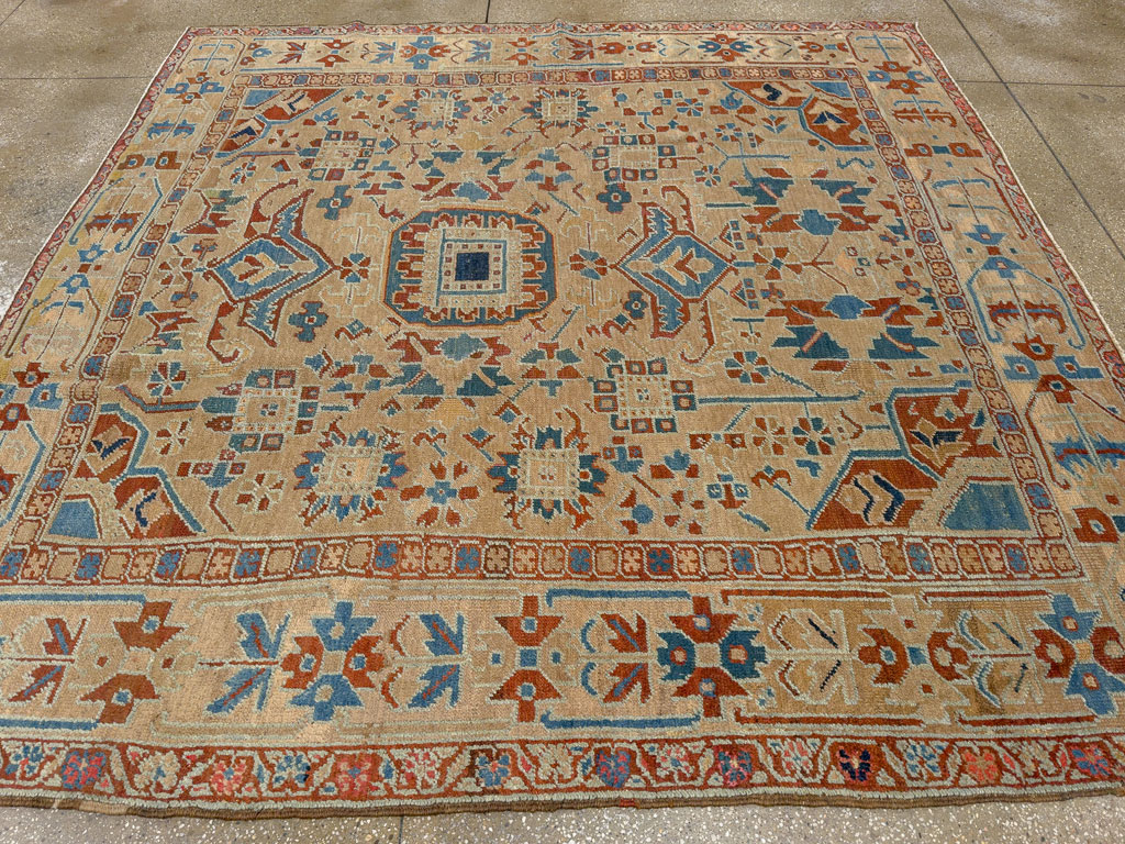 Antique Persian Heriz Square Carpet, No.23118 - Staging