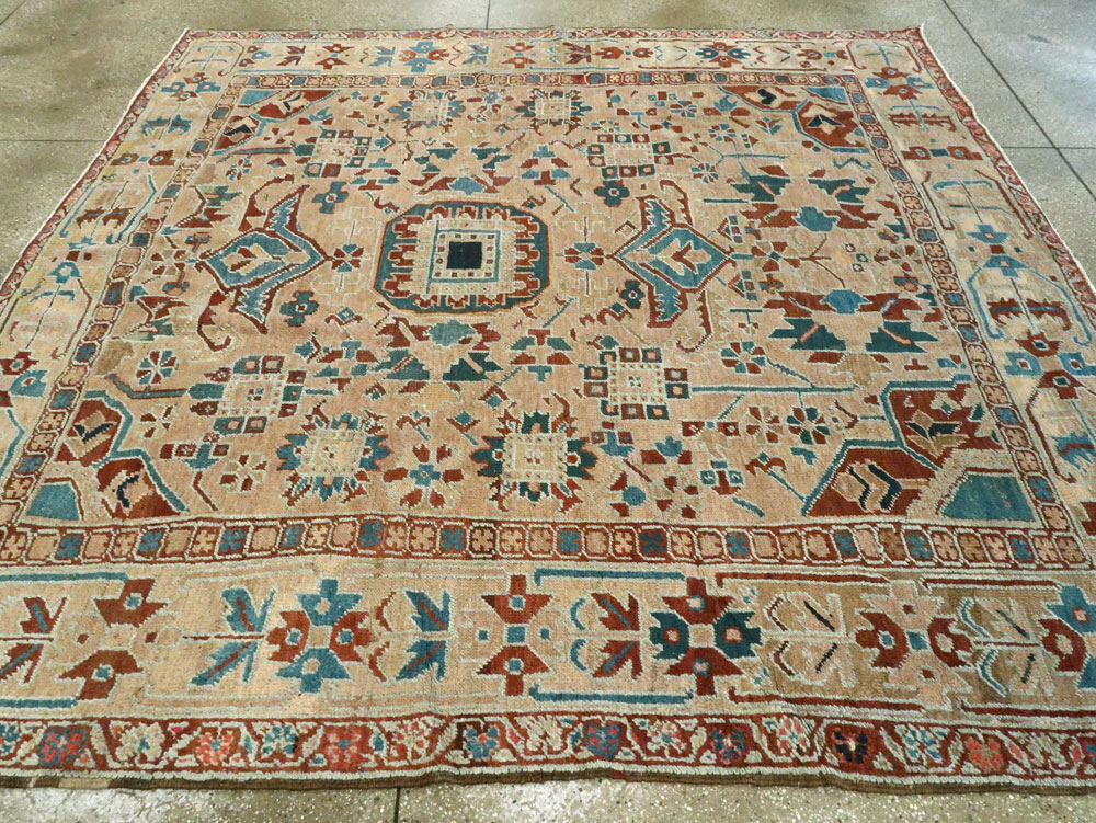 Antique Persian Heriz Square Carpet, No.23118 - Staging