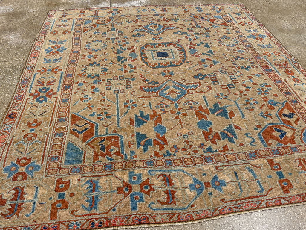 Antique Persian Heriz Square Carpet, No.23118 - Staging
