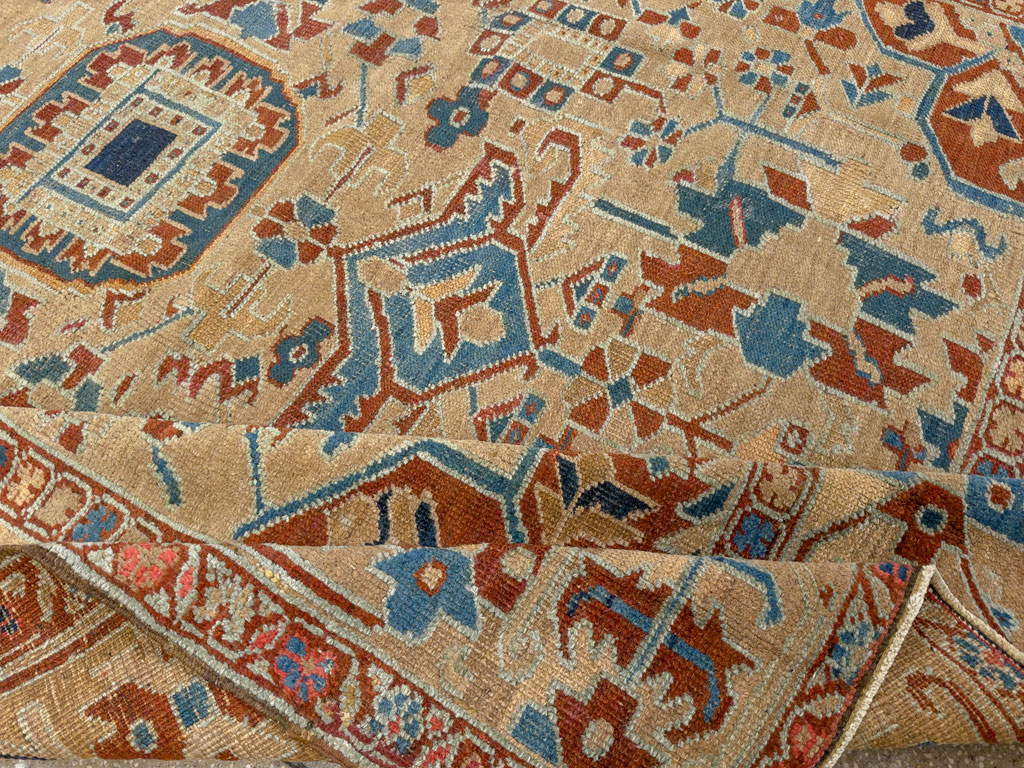 Antique Persian Heriz Square Carpet, No.23118 - Staging