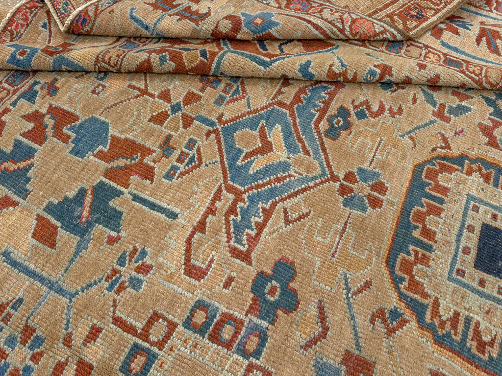 Antique Persian Heriz Square Carpet, No.23118 - Staging