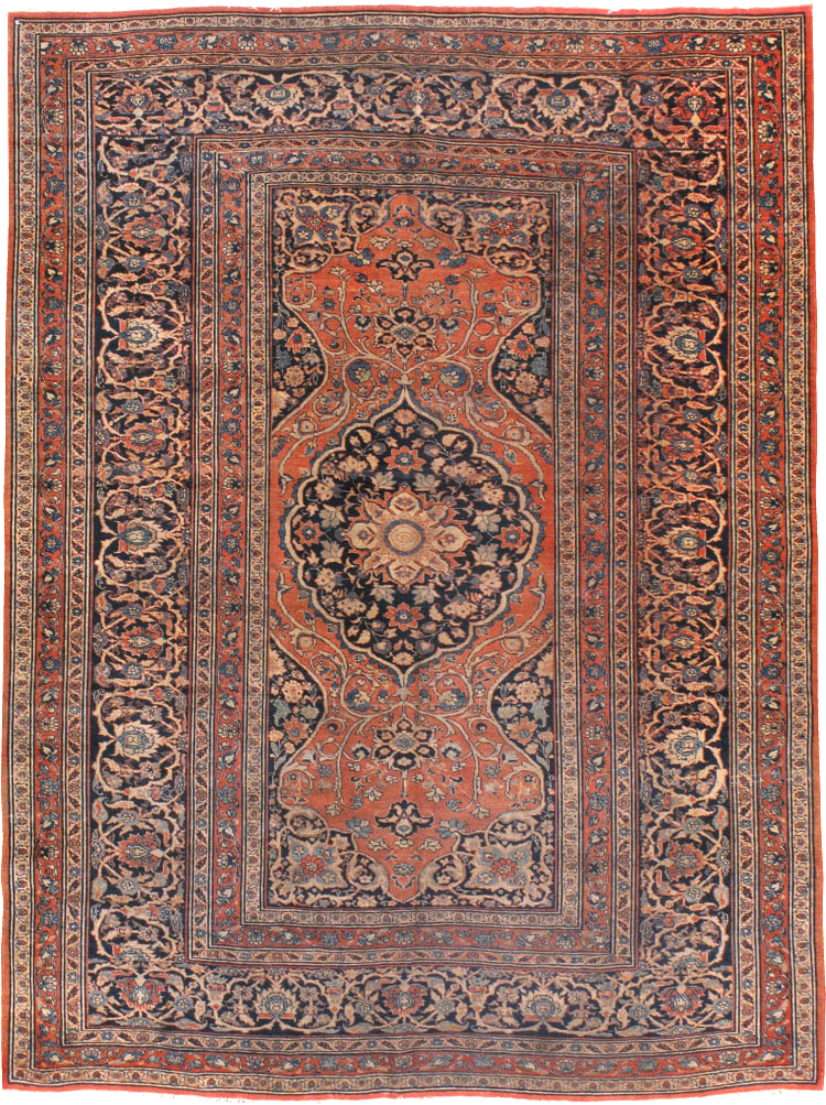 Antique Persian Tabriz Accent Rug, No.23163 - Staging