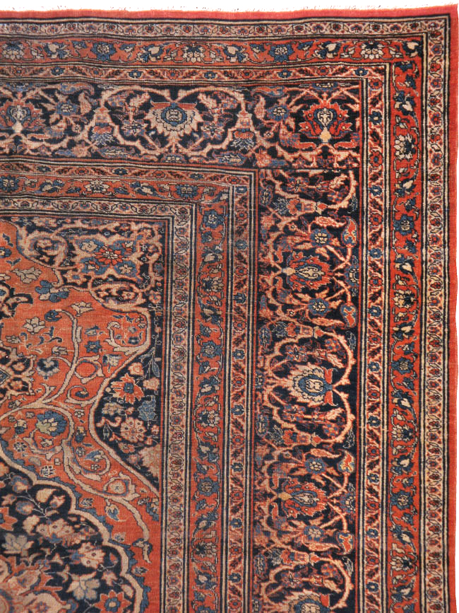 Antique Persian Tabriz Accent Rug, No.23163 - Staging
